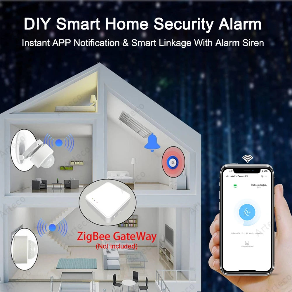 Sensor de Movimento PIR Inteligente ZigBee 3.0