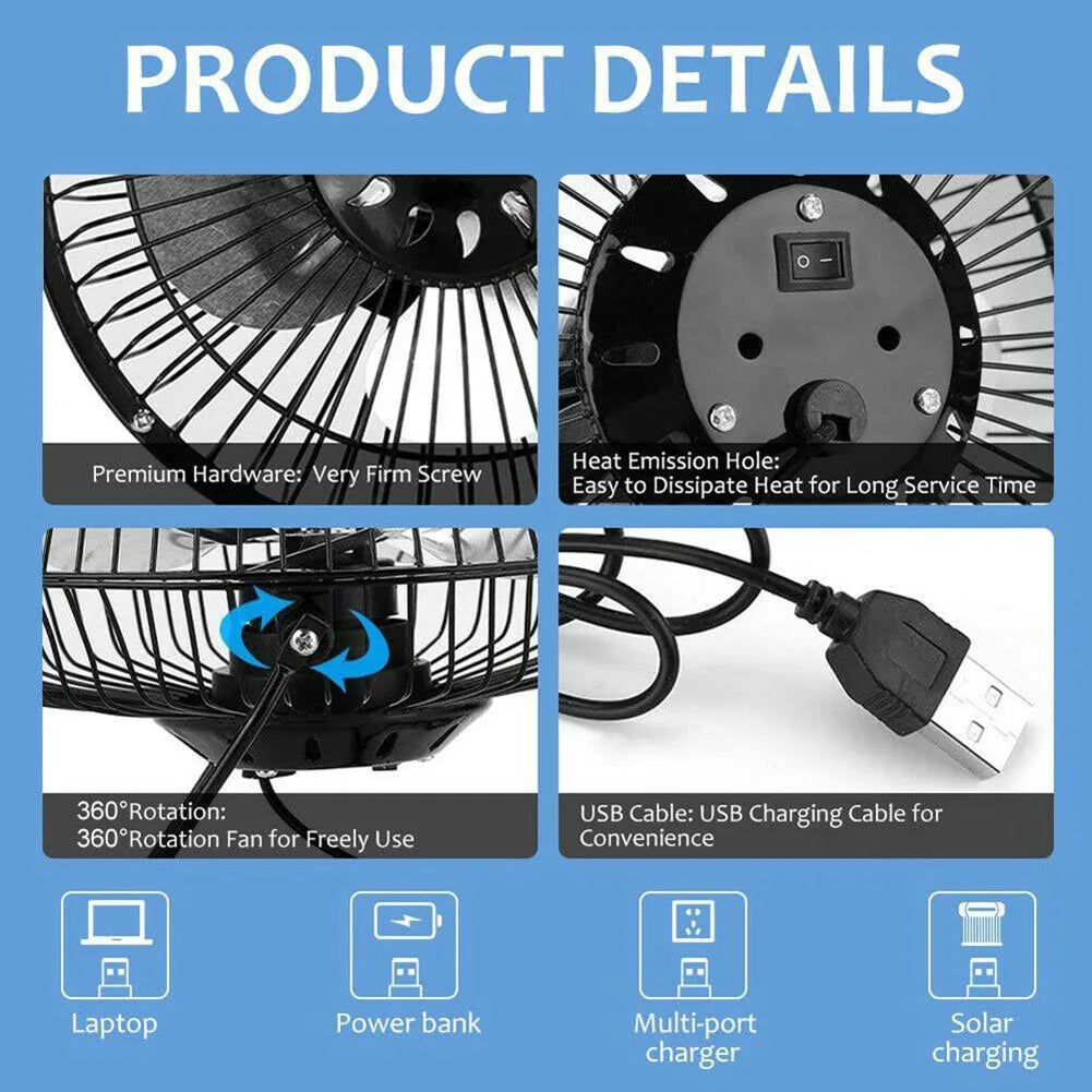 Mini Ventilador USB Girável para Mesa | Leve e Silencioso