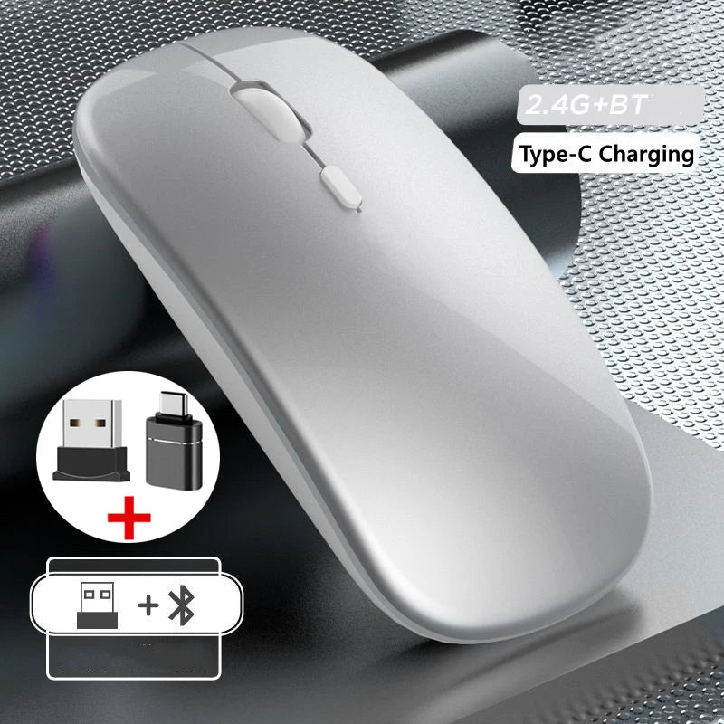 Mouse Gamer Bluetooth + 2.4GHz Modo Duplo Recarregável