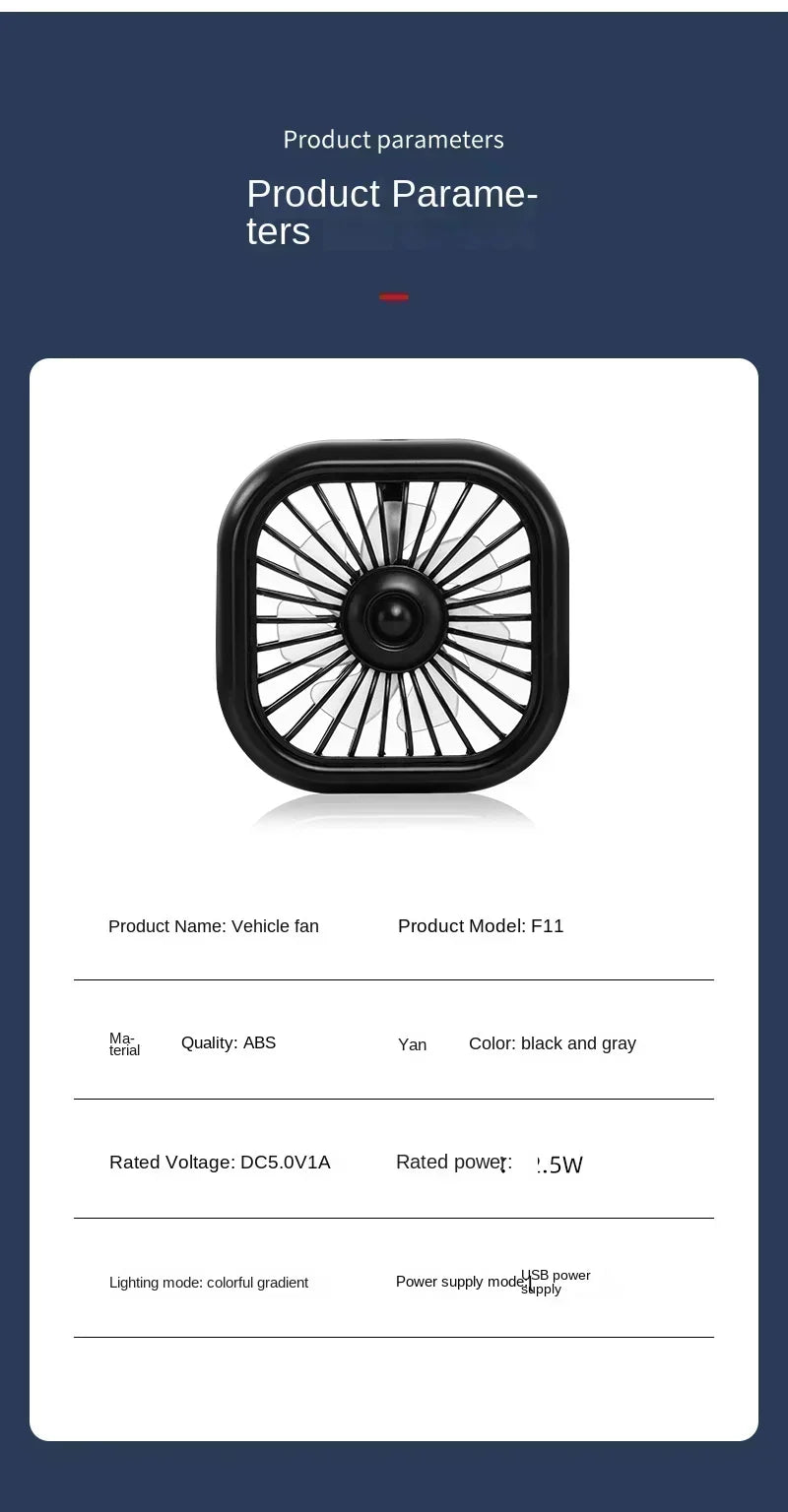 Mini Ventilador USB para Carro | Resfriamento Rápido e Silencioso