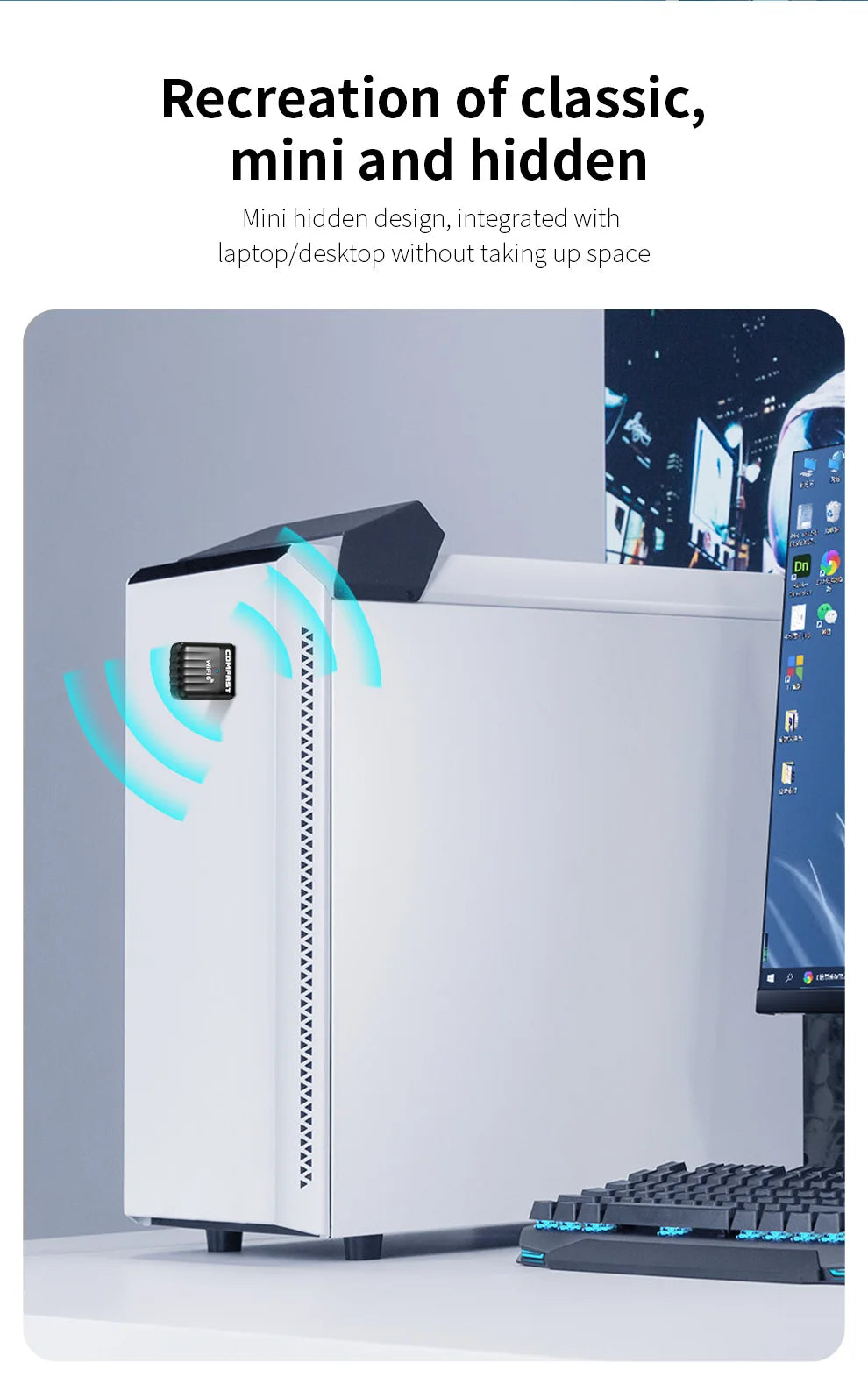Adaptador USB Wi-Fi 6 COMFAST Mini Sem Driver 600Mbps