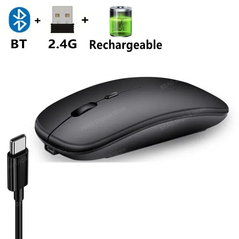 Mouse Gamer Bluetooth + 2.4GHz Modo Duplo Recarregável