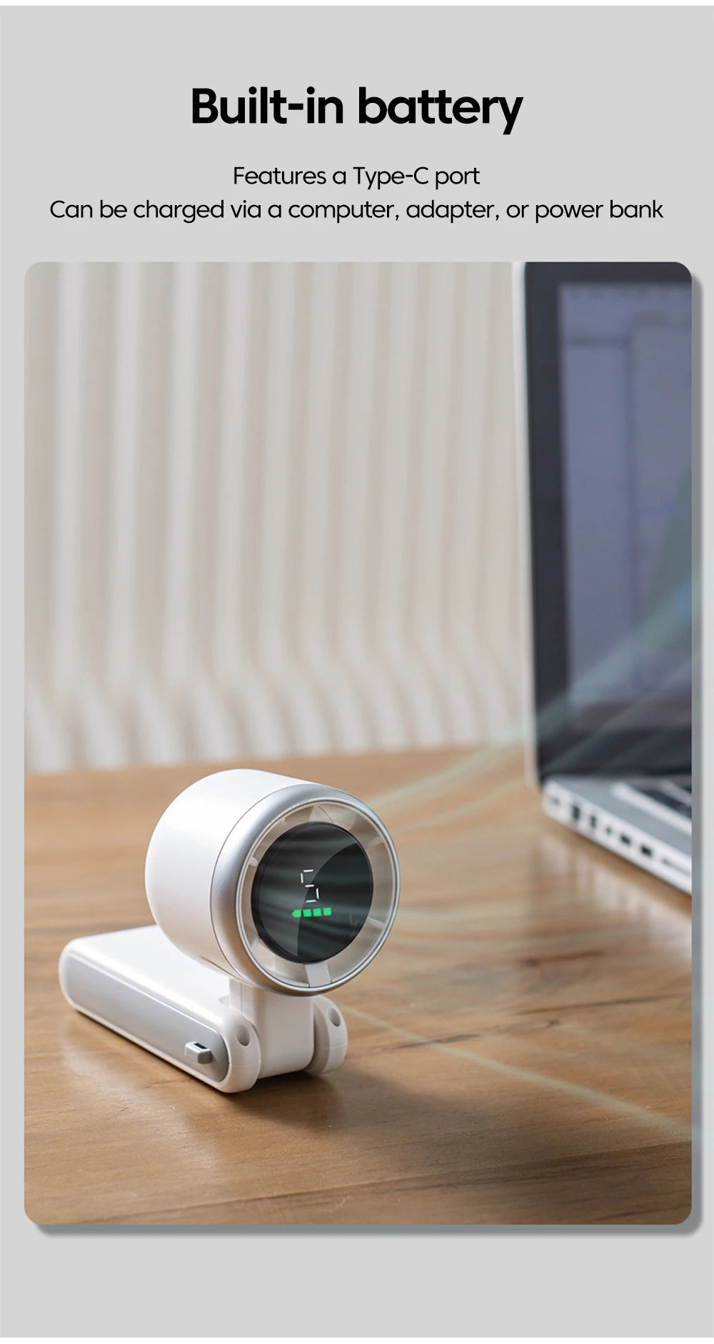 Mini Ventilador USB Recarregável com Bateria de Lítio | Portátil e Silencioso