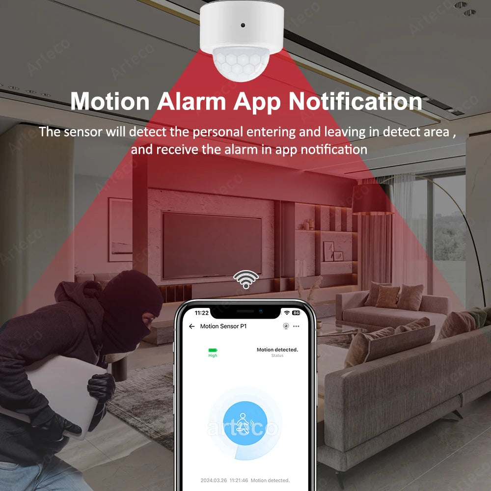 Sensor de Movimento PIR Inteligente ZigBee 3.0