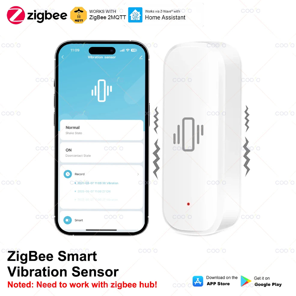 Sensor de Vibração Inteligente ZigBee 3.0