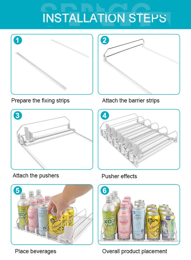 Organizador de Bebidas com Mola para Geladeira