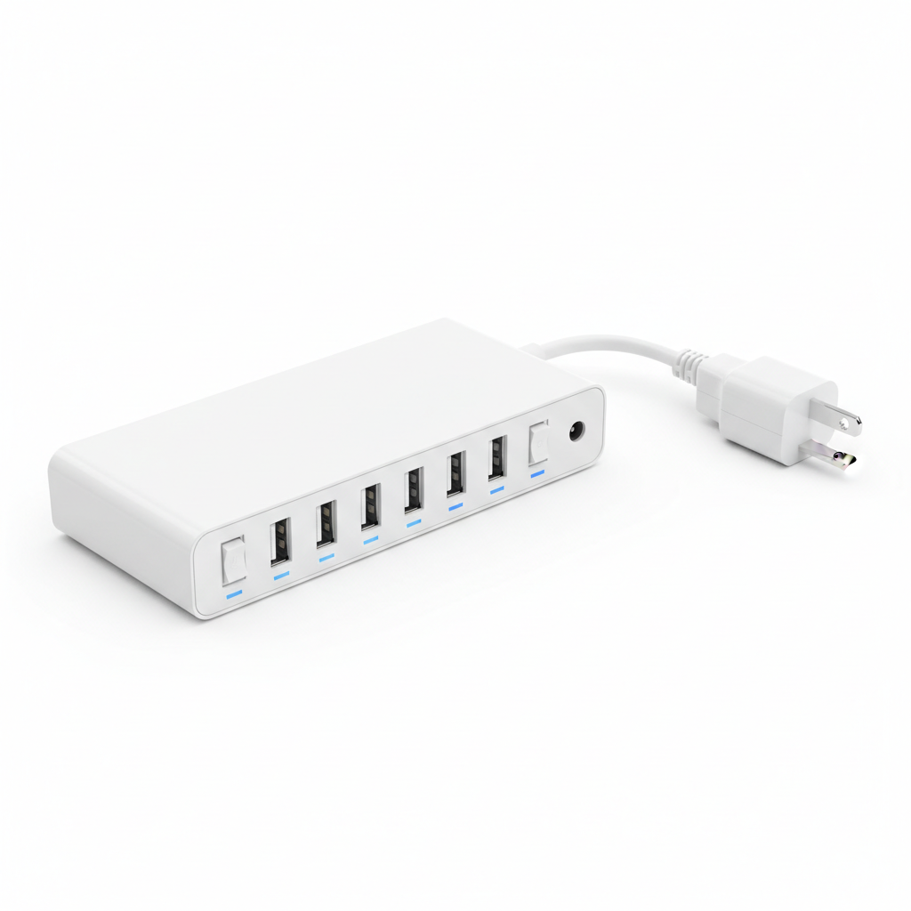 Hub USB 3.0 7 portas plug EUA 3/4