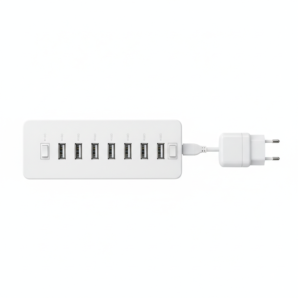 Hub USB 3.0 7 portas plug UE flat lay
