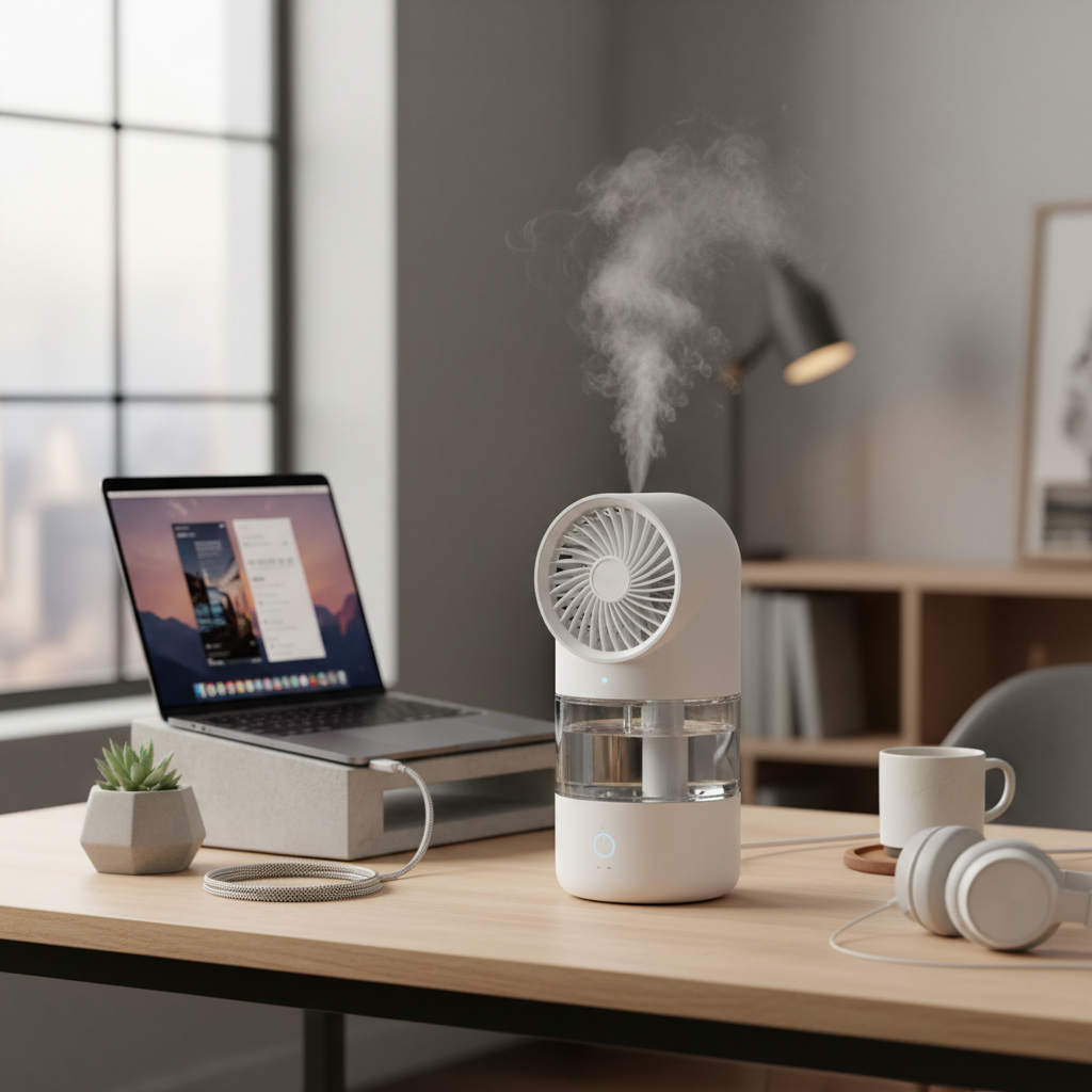 Mini ventilador umidificador lifestyle