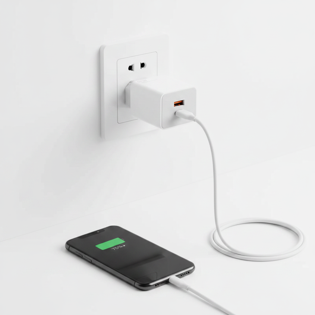 Carregador de viagem USB 15W EU - plugado na tomada